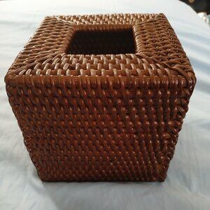 Brown woven tissue box cover